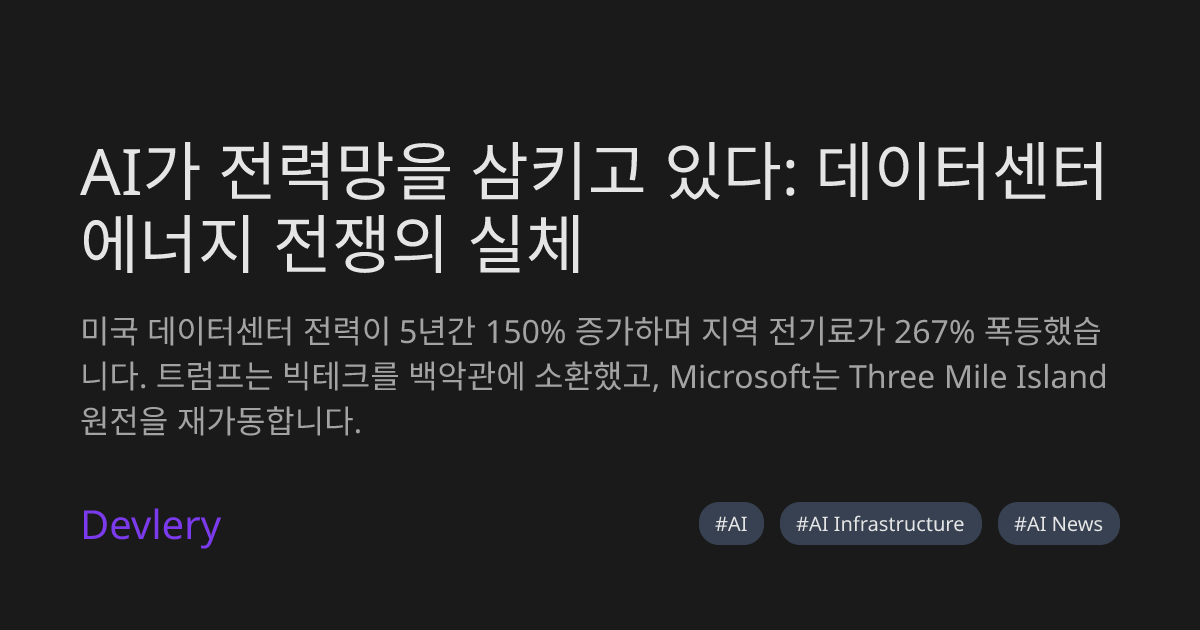 AI가 전력망을 삼키고 있다: 데이터센터 에너지 전쟁의 실체