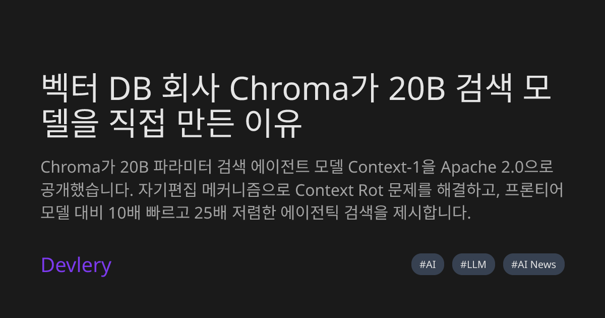 벡터 DB 회사 Chroma가 20B 검색 모델을 직접 만든 이유