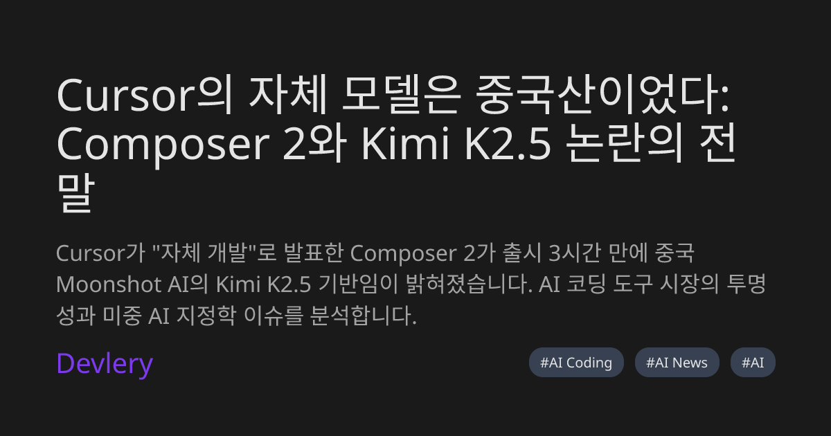 Cursor의 자체 모델은 중국산이었다: Composer 2와 Kimi K2.5 논란의 전말