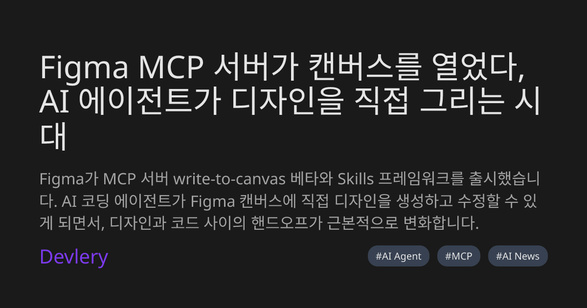 Figma MCP 서버가 캔버스를 열었다, AI 에이전트가 디자인을 직접 그리는 시대