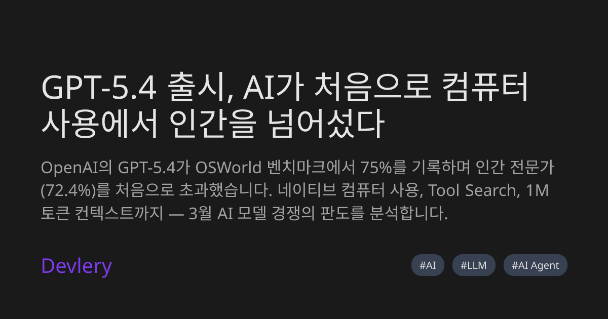 GPT-5.4 출시, AI가 처음으로 컴퓨터 사용에서 인간을 넘어섰다