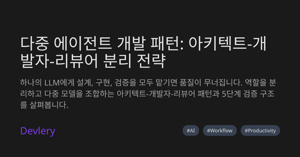 다중 에이전트 개발 패턴: 아키텍트-개발자-리뷰어 분리 전략