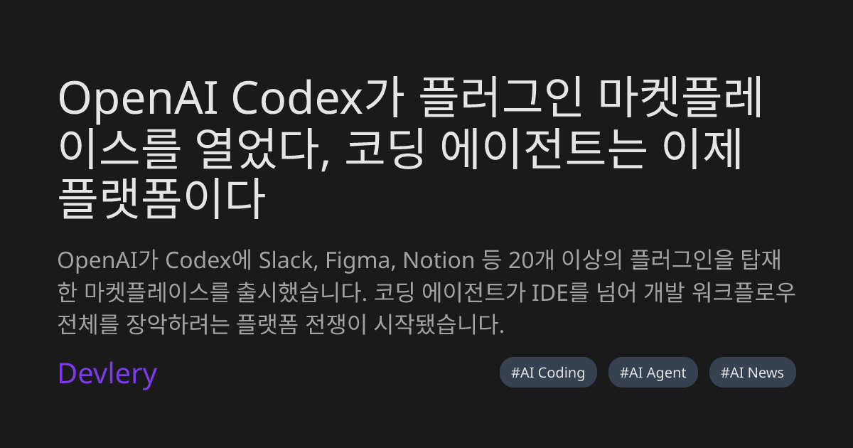 OpenAI Codex가 플러그인 마켓플레이스를 열었다, 코딩 에이전트는 이제 플랫폼이다