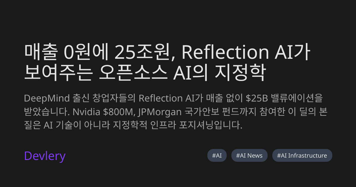 매출 0원에 25조원, Reflection AI가 보여주는 오픈소스 AI의 지정학