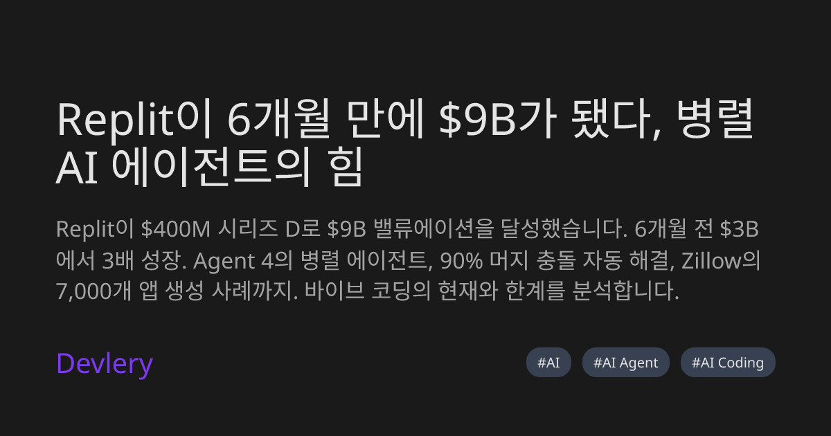 Replit이 6개월 만에 $9B가 됐다, 병렬 AI 에이전트의 힘
