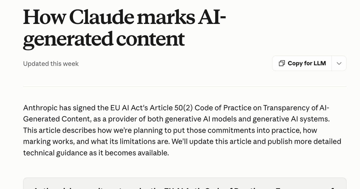 Claude Now Watermarks Every Text Output, Worldwide and With No Opt-Out