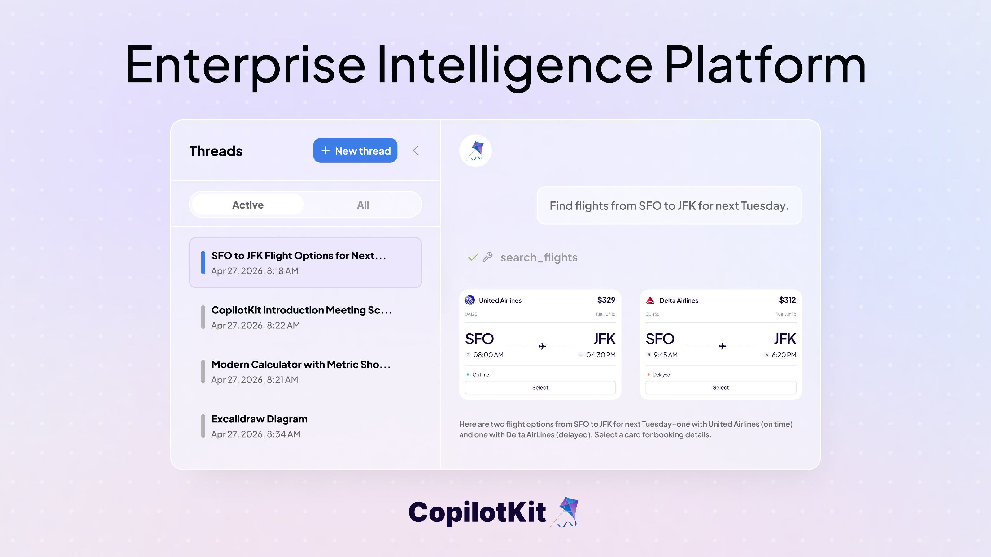 CopilotKit의 에이전트 프론트엔드 스택 이미지
