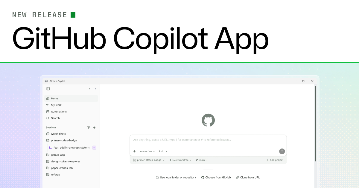 Official GitHub Copilot app screen