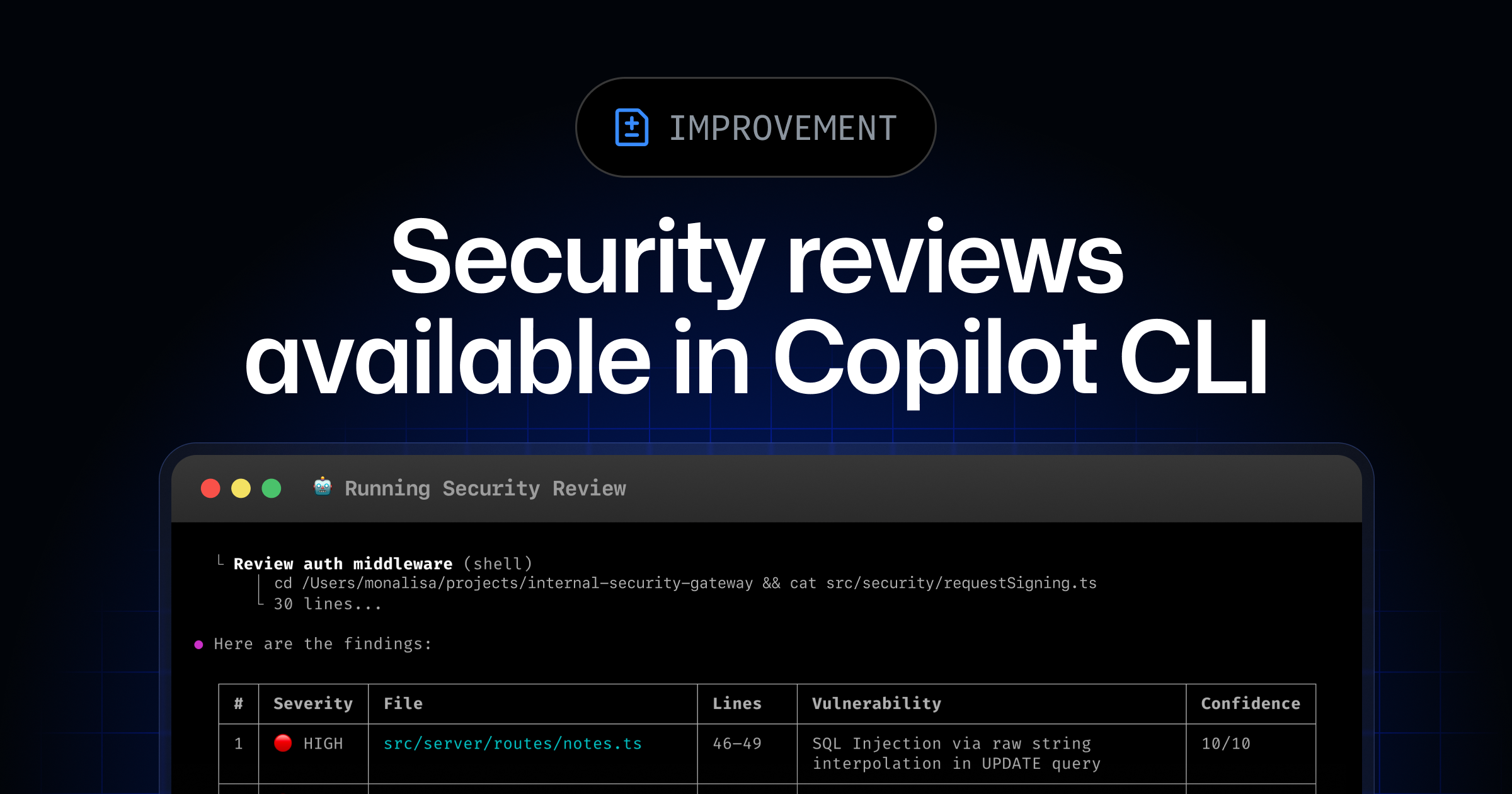 Copilot CLI security review moves AI code checks to the local diff