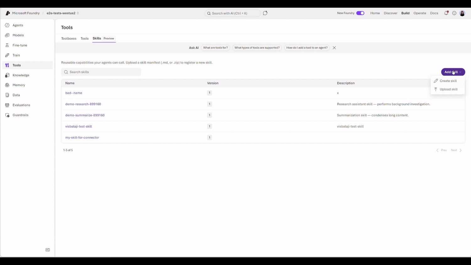 Microsoft Foundry Toolboxes 공식 데모 GIF